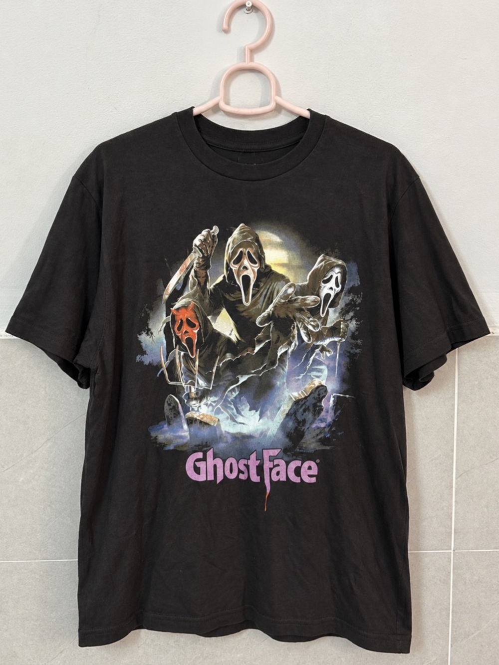 Ghost Face Horror Halloween Graphic Black T-Shirt